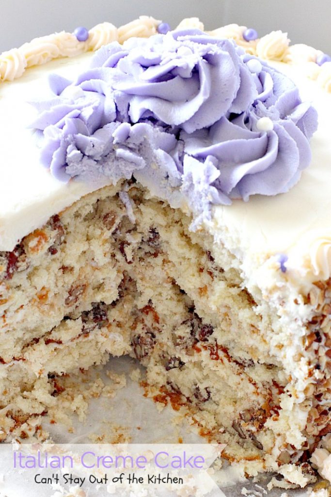 Italian Creme Cake | Can't Stay Out of the Kitchen | this is the perfect #dessert for #Easter! 3 layers of decadence that you'll swoon over! #cake #Italian