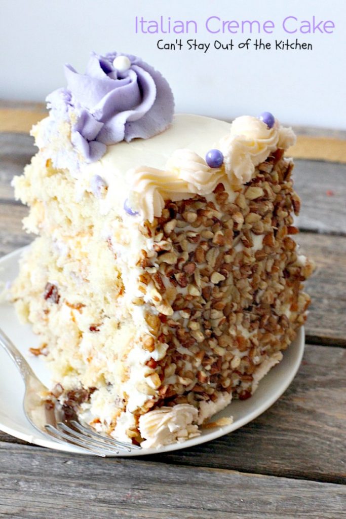 Italian Creme Cake | Can't Stay Out of the Kitchen | this is the perfect #dessert for #Easter! 3 layers of decadence that you'll swoon over! #cake #Italian