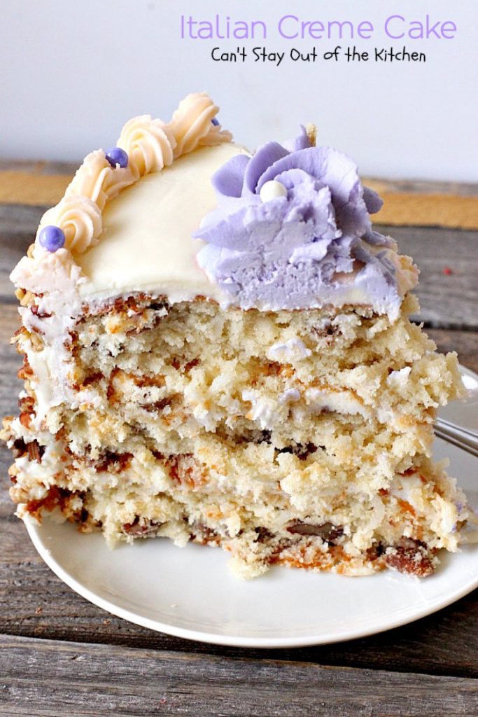 Italian Creme Cake | Can't Stay Out of the Kitchen | this is the perfect #dessert for #Easter! 3 layers of decadence that you'll swoon over! #cake #Italian