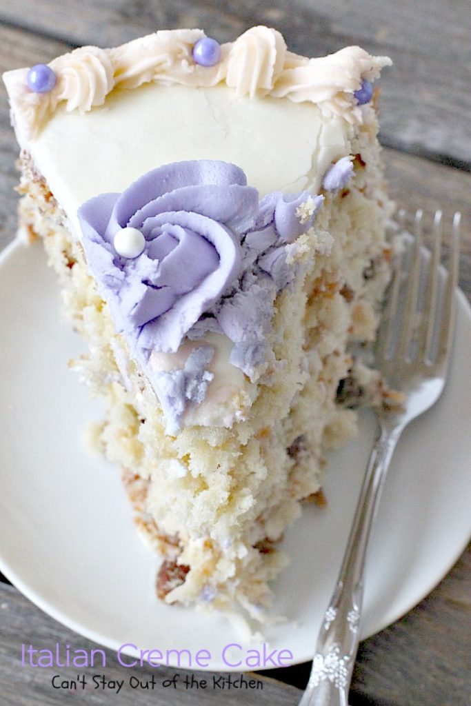 Italian Creme Cake | Can't Stay Out of the Kitchen | this is the perfect #dessert for #Easter! 3 layers of decadence that you'll swoon over! #cake #Italian