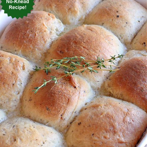 Italian Herb Dinner Rolls | Can't Stay Out of the Kitchen | these easy #NoKnead #DinnerRolls are fantastic! They're flavored with dried herbs like #basil, #thyme & #marjoram so they just pop in flavor. Terrific side for soup or chili, but also fantastic to serve for company or #holiday meals like #Easter or #MothersDay. Every bite is mouthwatering and irresistible! #bread #ItalianHerbDinnerRolls