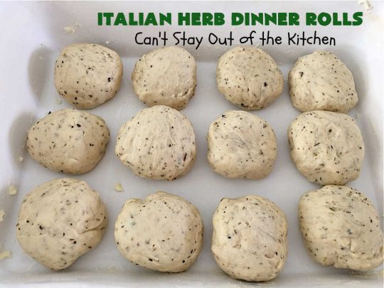 Italian Herb Dinner Rolls | Can't Stay Out of the Kitchen | these easy #NoKnead #DinnerRolls are fantastic! They're flavored with dried herbs like #basil, #thyme & #marjoram so they just pop in flavor. Terrific side for soup or chili, but also fantastic to serve for company or #holiday meals like #Easter or #MothersDay. Every bite is mouthwatering and irresistible! #bread #ItalianHerbDinnerRolls