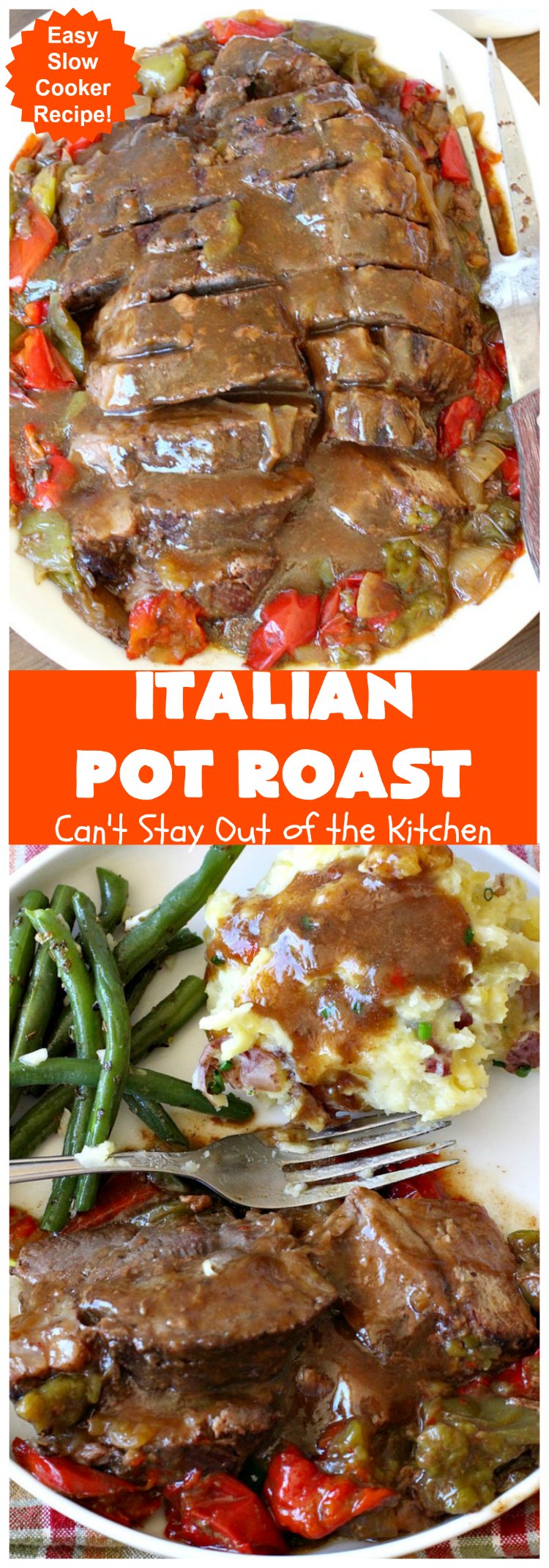 Italian Pot Roast | Can't Stay Out of the Kitchen | This super easy 7-ingredient #PotRoast #recipe is made in the #SlowCooker. Scrumptious to the taste buds and so quick & simple to prepare. Great for weeknight or company dinners. #Italian #ItalianPotRoast #Crockpot