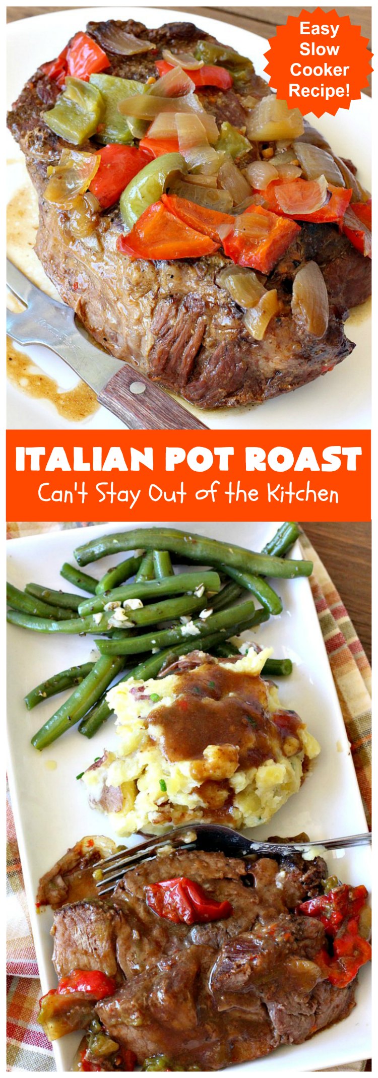 Italian Pot Roast | Can't Stay Out of the Kitchen | This super easy 7-ingredient #PotRoast #recipe is made in the #SlowCooker. Scrumptious to the taste buds and so quick & simple to prepare. Great for weeknight or company dinners. #Italian #ItalianPotRoast #Crockpot