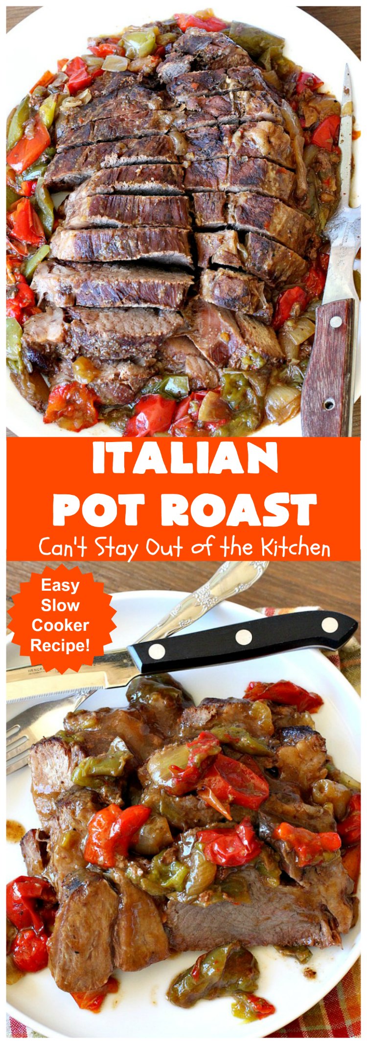 Italian Pot Roast | Can't Stay Out of the Kitchen | This super easy 7-ingredient #PotRoast #recipe is made in the #SlowCooker. Scrumptious to the taste buds and so quick & simple to prepare. Great for weeknight or company dinners. #Italian #ItalianPotRoast #Crockpot