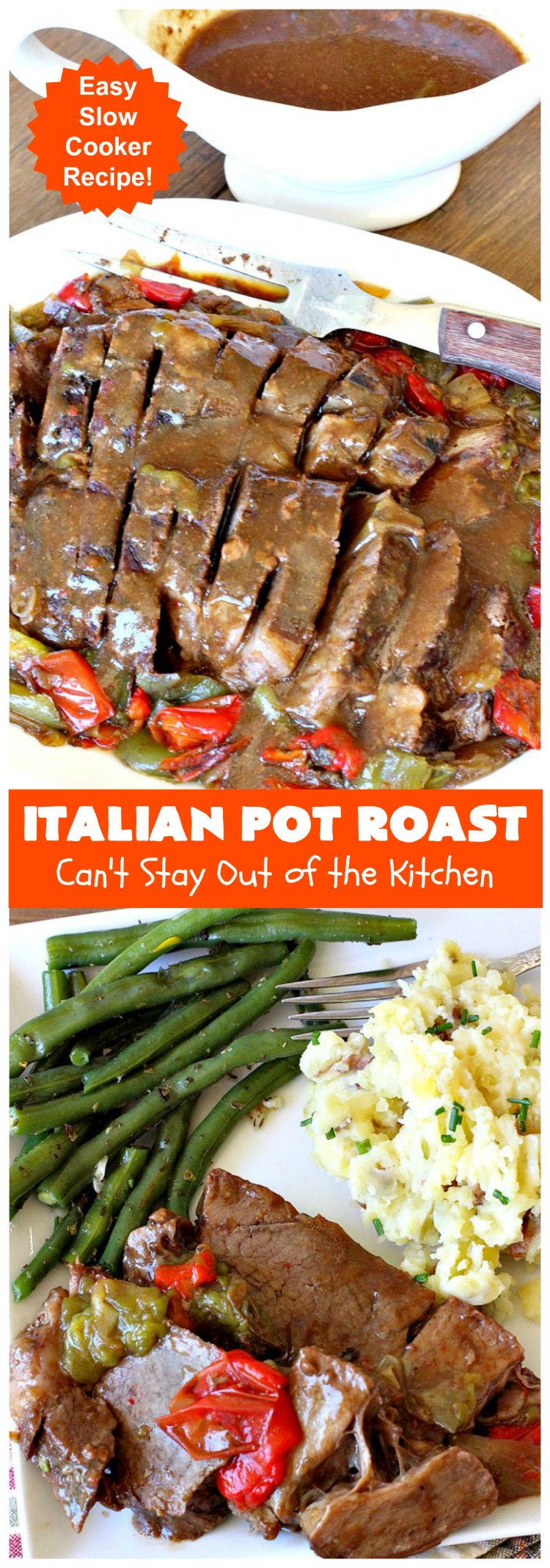 Italian Pot Roast | Can't Stay Out of the Kitchen | This super easy 7-ingredient #PotRoast #recipe is made in the #SlowCooker. Scrumptious to the taste buds and so quick & simple to prepare. Great for weeknight or company dinners. #Italian #ItalianPotRoast #Crockpot