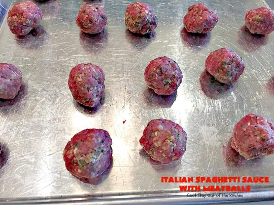 Italian Spaghetti Sauce with Meatballs | Can't Stay Out of the Kitchen | our favorite #spaghetti recipe. This one's made in the #crockpot. I substituted #glutenfree breadcrumbs in the #meatballs & GF #pasta. So good. #beef