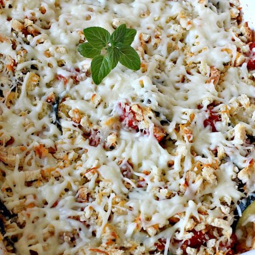 Italian Zucchini Casserole | Cant Stay Out of the Kitchen | this fantastic #casserole is perfect for your #Thanksgiving or #Christmas #holiday menu. It's filled with #zucchini & #tomatoes, topped with #StuffingMix & loaded with #Parmesan & #Mozzarella cheeses. Everyone will want seconds. #Italian #HolidaySideDish #ZucchiniCasserole #ItalianZucchiniCasserole #GooseberryPatch