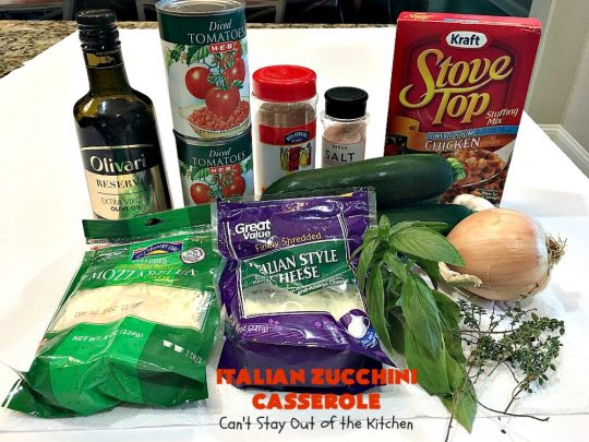 Italian Zucchini Casserole | Cant Stay Out of the Kitchen | this fantastic #casserole is perfect for your #Thanksgiving or #Christmas #holiday menu. It's filled with #zucchini & #tomatoes, topped with #StuffingMix & loaded with #Parmesan & #Mozzarella cheeses. Everyone will want seconds. #Italian #HolidaySideDish #ZucchiniCasserole #ItalianZucchiniCasserole #GooseberryPatch