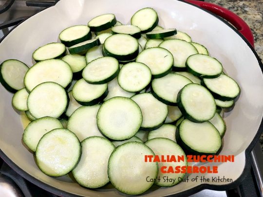 Italian Zucchini Casserole | Cant Stay Out of the Kitchen | this fantastic #casserole is perfect for your #Thanksgiving or #Christmas #holiday menu. It's filled with #zucchini & #tomatoes, topped with #StuffingMix & loaded with #Parmesan & #Mozzarella cheeses. Everyone will want seconds. #Italian #HolidaySideDish #ZucchiniCasserole #ItalianZucchiniCasserole #GooseberryPatch