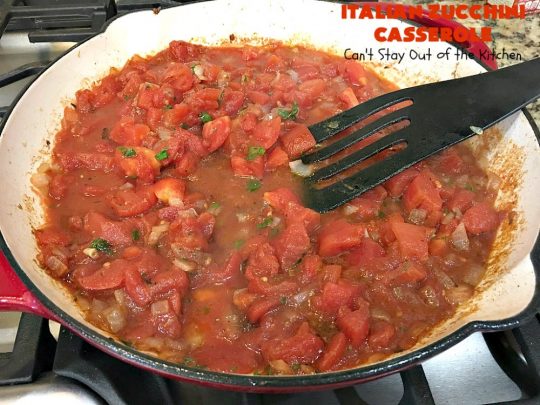 Italian Zucchini Casserole | Cant Stay Out of the Kitchen | this fantastic #casserole is perfect for your #Thanksgiving or #Christmas #holiday menu. It's filled with #zucchini & #tomatoes, topped with #StuffingMix & loaded with #Parmesan & #Mozzarella cheeses. Everyone will want seconds. #Italian #HolidaySideDish #ZucchiniCasserole #ItalianZucchiniCasserole #GooseberryPatch
