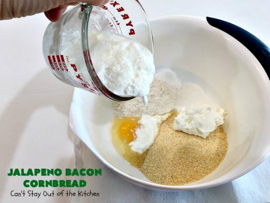 Jalapeno Bacon Cornbread | Can't Stay Out of the Kitchen | this amazing #cornbread gets its heat from #Hormel #JalapenoBacon! It's perfect with any soup, chili or main dish. #jalapeno #bacon #JalapenoBaconCornbread