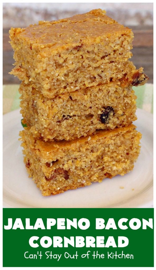 Jalapeno Bacon Cornbread | Can't Stay Out of the Kitchen | this amazing #cornbread gets its heat from #Hormel #JalapenoBacon! It's perfect with any soup, chili or main dish. #jalapeno #bacon #JalapenoBaconCornbread