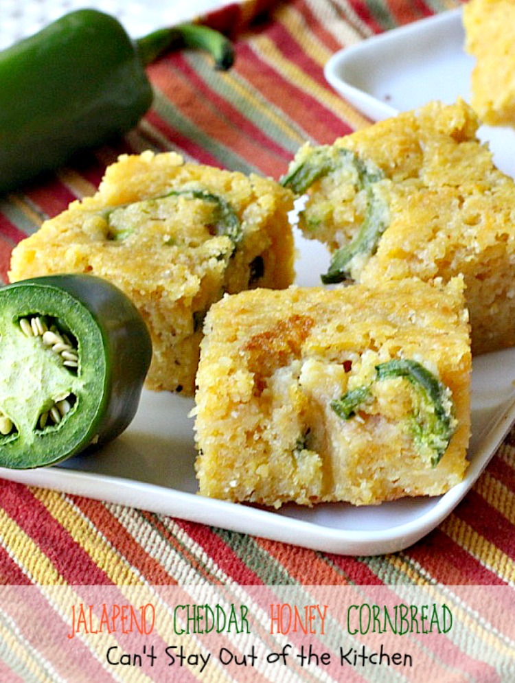 Jalapeno Cheddar Honey Cornbread | Can't Stay Out of the Kitchen