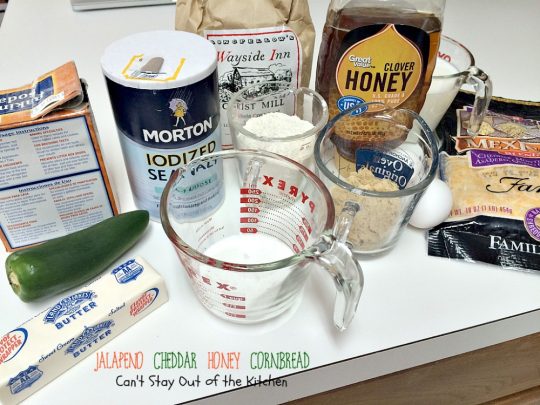 Jalapeno Cheddar Honey Cornbread | Can't Stay Out of the Kitchen | dynamite #cornbread that's sweet and spicy. Great with #chili. #jalapenos #cheddarcheese