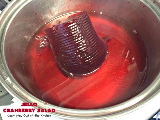 Jello Cranberry Salad | Can't Stay Out of the Kitchen | this #CongealedSalad is delightful for the #holidays. It's prepared a day in advance which is really helpful. It's made with either fresh #cranberries & sugar or #WholeBerryCranberrySauce. It also has diced #celery, #apples & #pineapple. This terrific #salad is great for #Thanksgiving or #Christmas dinner. #GlutenFree #Jello #HolidaySideDish #JelloCranberrySalad
