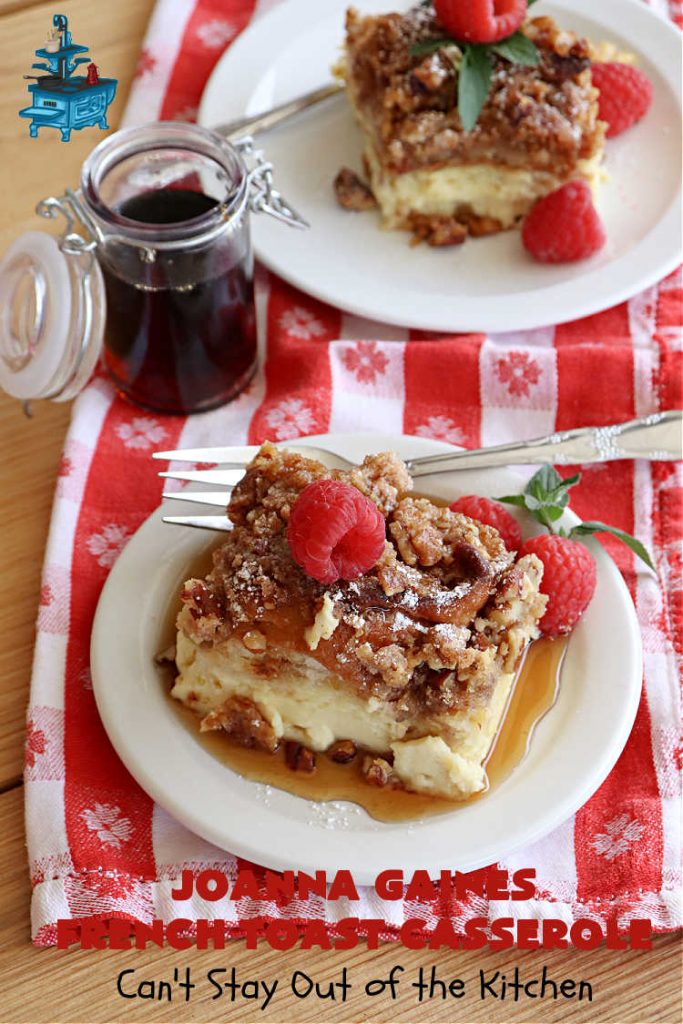 JoAnna Gaines French Toast Casserole | Can't Stay Out of the Kitchen | You'll be dazzled by my version of #JoAnnaGaines #OvernightFrenchToast is the ultimate in a #holiday, weekend or company #breakfast. It's so mouthwatering this will become your go-to #recipe for #BreakfastCasseroles. #FrenchToast #pecans #HolidayBreakfast #JoAnnaGainesFrenchToastCasserole