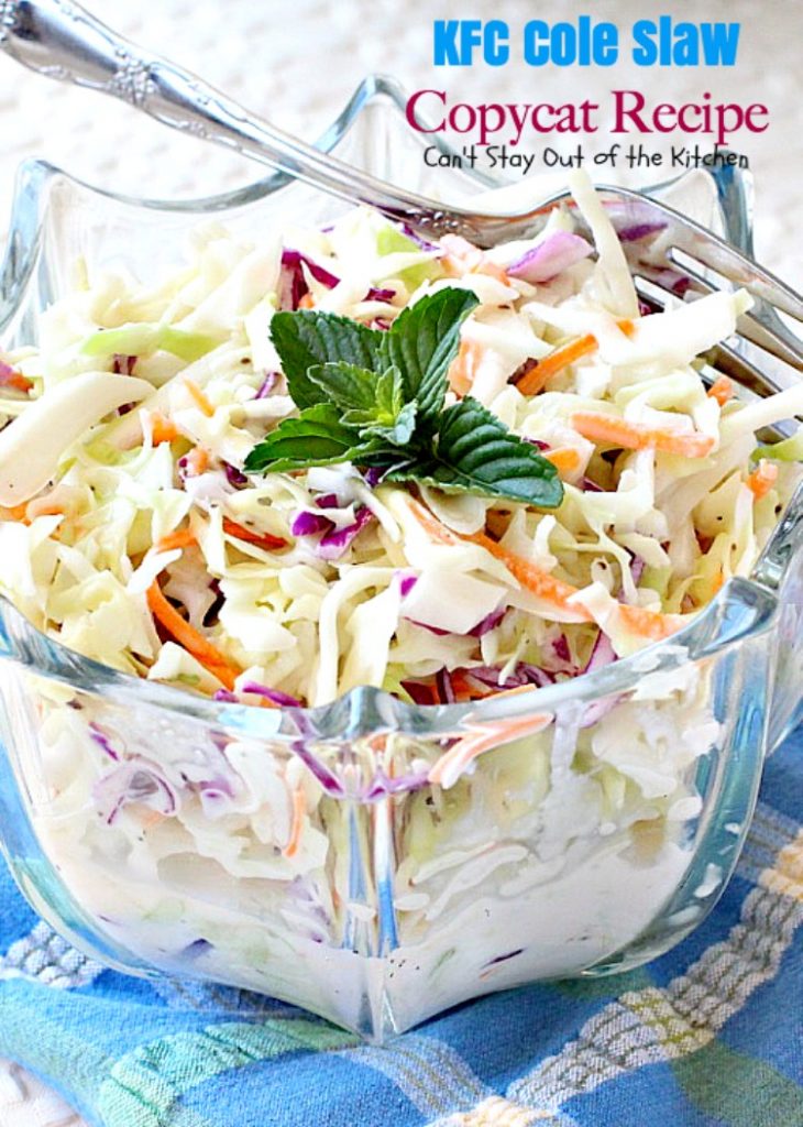 KFC Cole Slaw Copycat Recipe | Can't Stay Out of the Kitchen | fantastic #coleslaw that tastes just like #KentuckyFriedChicken's! Quick & easy & great for summer #holiday barbecues. #salad #cabbage #glutenfree
