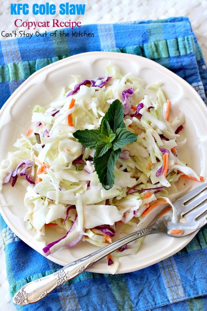 KFC Cole Slaw Copycat Recipe | Can't Stay Out of the Kitchen | fantastic #coleslaw that tastes just like #KentuckyFriedChicken's! Quick & easy & great for summer #holiday barbecues. #salad #cabbage #glutenfree