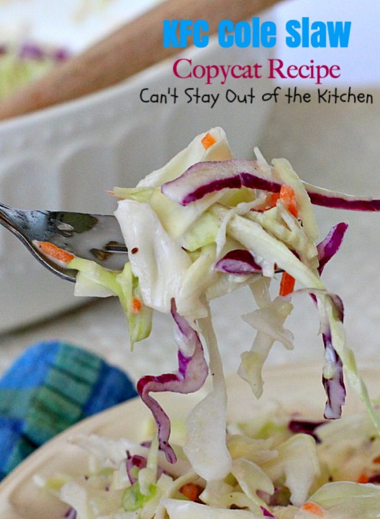 KFC Cole Slaw Copycat Recipe | Can't Stay Out of the Kitchen | fantastic #coleslaw that tastes just like #KentuckyFriedChicken's! Quick & easy & great for summer #holiday barbecues. #salad #cabbage #glutenfree
