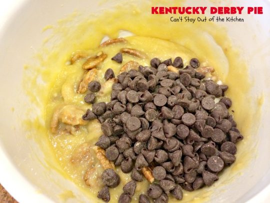Kentucky Derby Pie | Can't Stay Out of the Kitchen | this fantastic #pie contains #chocolatechips & #pecans. It's absolutely amazing. #chocolate #dessert #KentuckyDerby