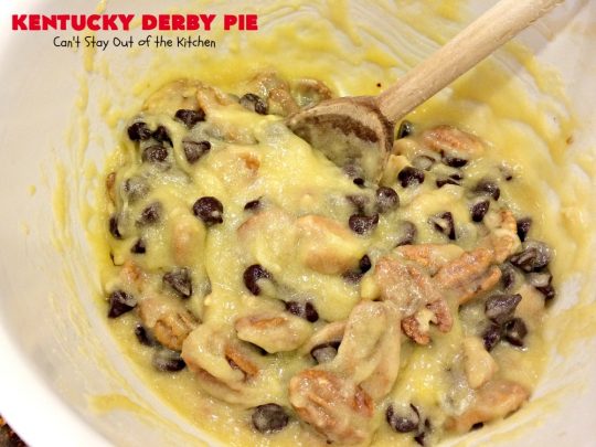 Kentucky Derby Pie | Can't Stay Out of the Kitchen | this fantastic #pie contains #chocolatechips & #pecans. It's absolutely amazing. #chocolate #dessert #KentuckyDerby