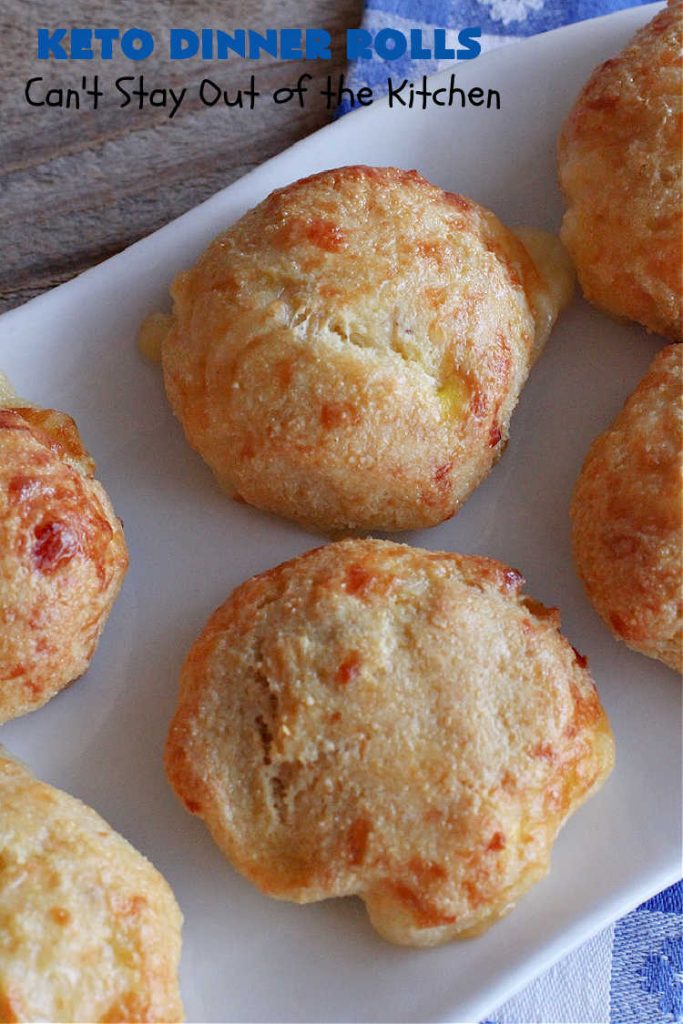 Keto Dinner Rolls | Can't Stay Out of the Kitchen | this easy 4-ingredient #recipe is a great way to make #Keto friendly #DinnerRolls! It includes #CreamCheese #MozzarellaCheese & #AlmondFlour. If you're #diabetic or trying to stay on special diets, this is a great recipe for you. Also great for company or #holiday dinners. #GlutenFree #KetoDinnerRolls