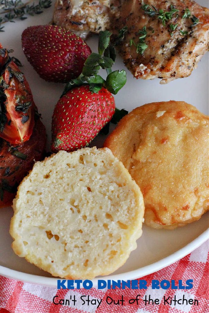 Keto Dinner Rolls | Can't Stay Out of the Kitchen | this easy 4-ingredient #recipe is a great way to make #Keto friendly #DinnerRolls! It includes #CreamCheese #MozzarellaCheese & #AlmondFlour. If you're #diabetic or trying to stay on special diets, this is a great recipe for you. Also great for company or #holiday dinners. #GlutenFree #KetoDinnerRolls