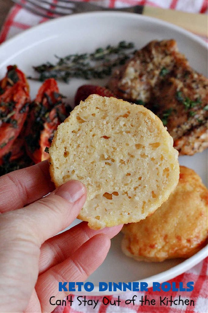 Keto Dinner Rolls | Can't Stay Out of the Kitchen | this easy 4-ingredient #recipe is a great way to make #Keto friendly #DinnerRolls! It includes #CreamCheese #MozzarellaCheese & #AlmondFlour. If you're #diabetic or trying to stay on special diets, this is a great recipe for you. Also great for company or #holiday dinners. #GlutenFree #KetoDinnerRolls