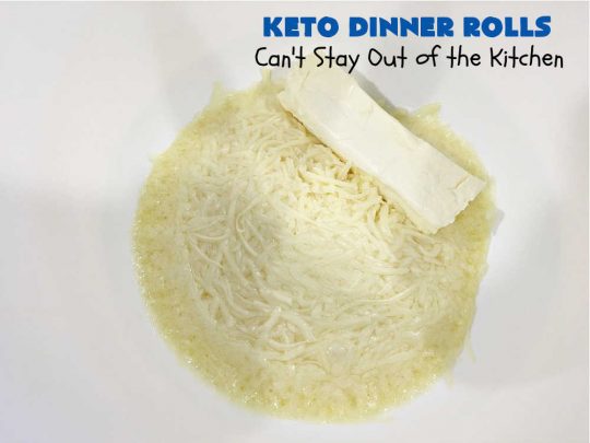 Keto Dinner Rolls | Can't Stay Out of the Kitchen | this easy 4-ingredient #recipe is a great way to make #Keto friendly #DinnerRolls! It includes #CreamCheese #MozzarellaCheese & #AlmondFlour. If you're #diabetic or trying to stay on special diets, this is a great recipe for you. Also great for company or #holiday dinners. #GlutenFree #KetoDinnerRolls