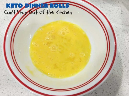 Keto Dinner Rolls | Can't Stay Out of the Kitchen | this easy 4-ingredient #recipe is a great way to make #Keto friendly #DinnerRolls! It includes #CreamCheese #MozzarellaCheese & #AlmondFlour. If you're #diabetic or trying to stay on special diets, this is a great recipe for you. Also great for company or #holiday dinners. #GlutenFree #KetoDinnerRolls