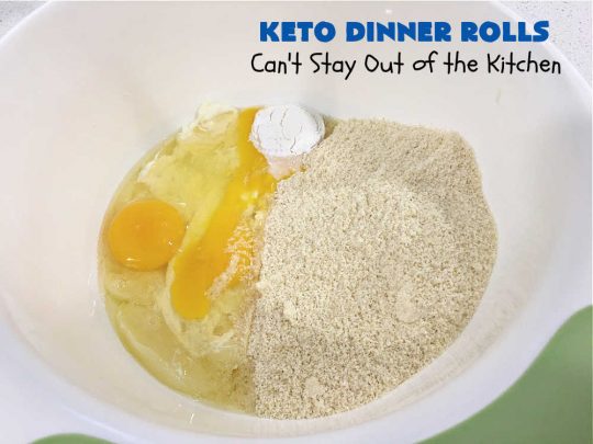 Keto Dinner Rolls | Can't Stay Out of the Kitchen | this easy 4-ingredient #recipe is a great way to make #Keto friendly #DinnerRolls! It includes #CreamCheese #MozzarellaCheese & #AlmondFlour. If you're #diabetic or trying to stay on special diets, this is a great recipe for you. Also great for company or #holiday dinners. #GlutenFree #KetoDinnerRolls