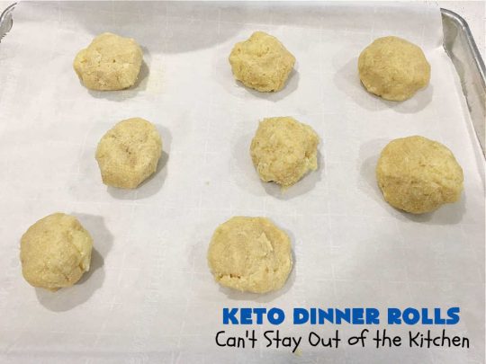 Keto Dinner Rolls | Can't Stay Out of the Kitchen | this easy 4-ingredient #recipe is a great way to make #Keto friendly #DinnerRolls! It includes #CreamCheese #MozzarellaCheese & #AlmondFlour. If you're #diabetic or trying to stay on special diets, this is a great recipe for you. Also great for company or #holiday dinners. #GlutenFree #KetoDinnerRolls