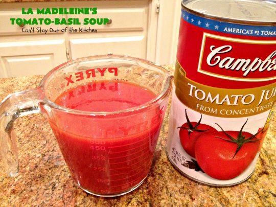 LaMadeleine's Tomato-Basil Soup | Can't Stay Out of the Kitchen | Easy 30-minute #soup that's perfect comfort food for the fall. This is the #LaMadeleines #tomatobasilsoup #recipe that was provided to #DallasMorningNews. #tomatoes #basil #glutenfree #tomatosoup