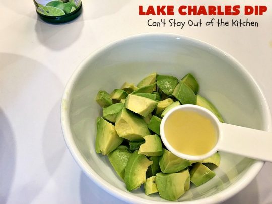 Lake Charles Dip | Can't Stay Out of the Kitchen | this fantastic dip uses #GoodSeasons salad dressing mix & #Louisianahotsauce to provide one of the most spectacular dips ever. Also includes #avocados & #tomatoes & takes less than 10 minutes to make. We served it with #Fritos & #RitzCrackers. #Cajun #appetizer #tailgating