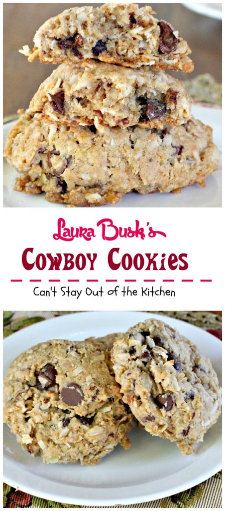 Laura Bush's Cowboy Cookies | Can't Stay Out of the Kitchen | these fabulous #oatmeal #cookies were a presidential winner. #dessert #chocolate