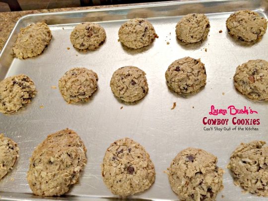 Laura Bush's Cowboy Cookies | Can't Stay Out of the Kitchen | these fabulous #oatmeal #cookies were a presidential winner. #dessert #chocolate