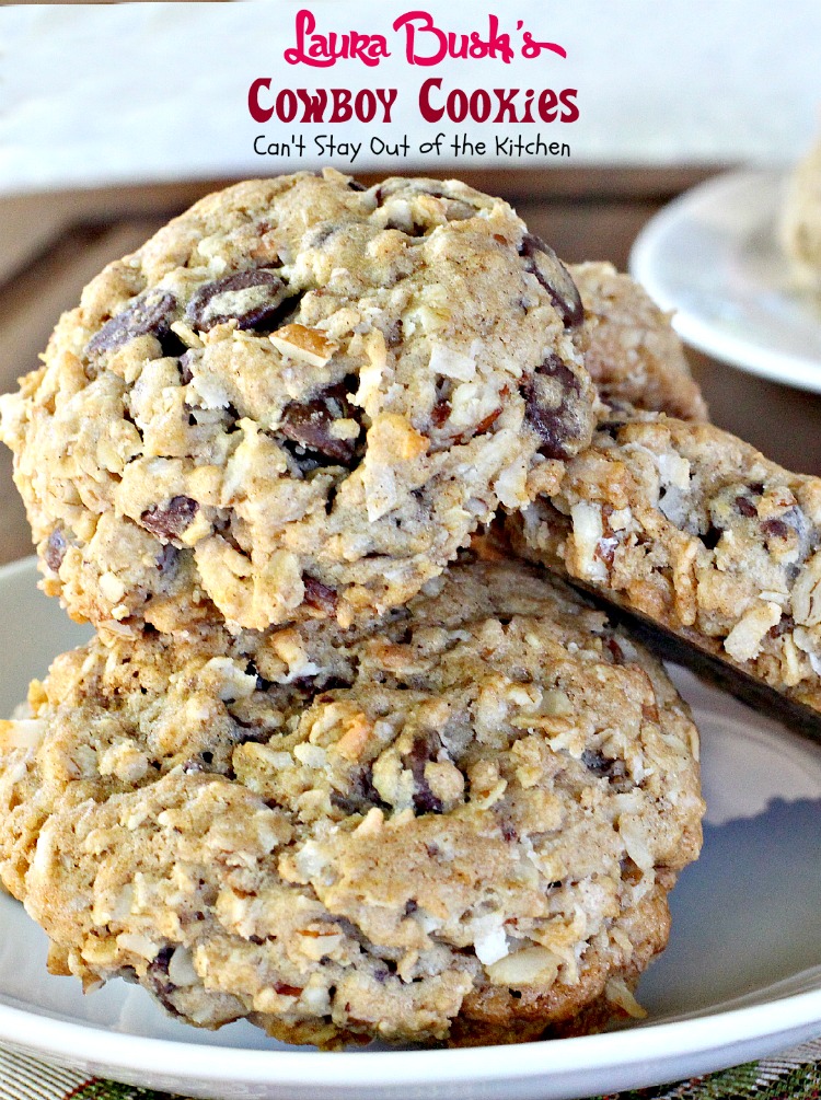 Laura Bush's Cowboy Cookies | Can't Stay Out of the Kitchen | these fabulous #oatmeal #cookies were a presidential winner. #dessert #chocolate