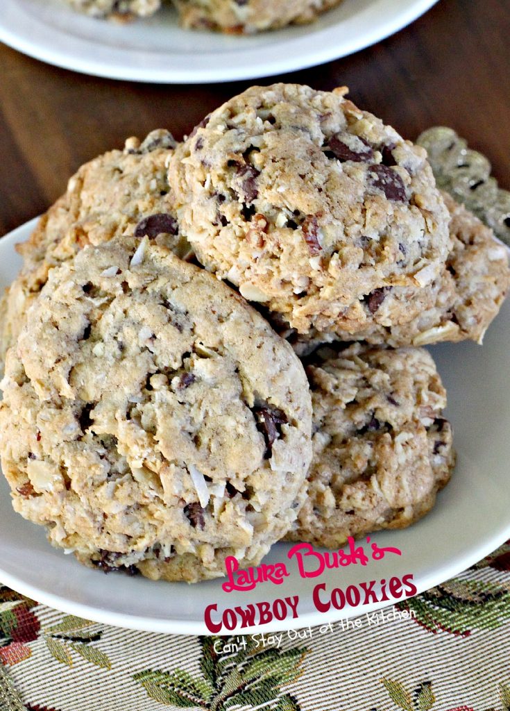 Laura Bush's Cowboy Cookies | Can't Stay Out of the Kitchen | these fabulous #oatmeal #cookies were a presidential winner. #dessert #chocolate