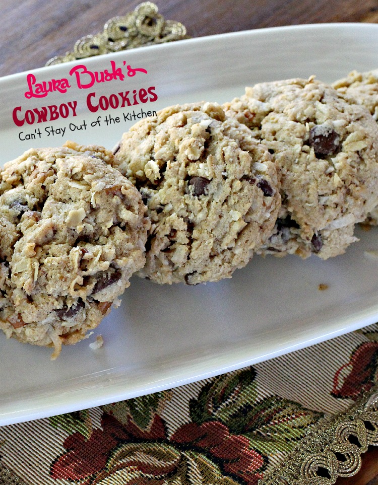 Laura Bush's Cowboy Cookies | Can't Stay Out of the Kitchen | these fabulous #oatmeal #cookies were a presidential winner. #dessert #chocolate