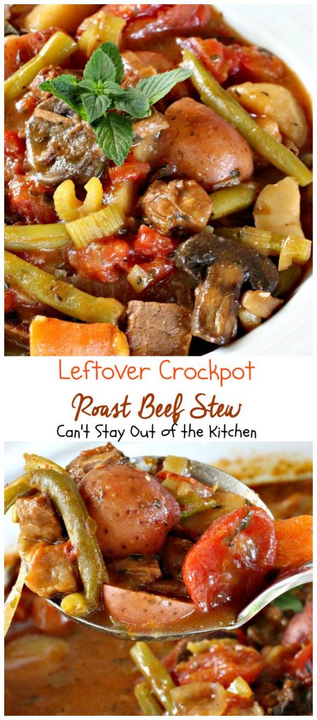 Leftover Crockpot Roast Beef Stew | Can't Stay Out of the Kitchen | this terrific #beefstew uses leftover #potroast & gravy! So easy, too. #glutenfree #crockpot