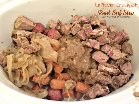 Leftover Crockpot Roast Beef Stew | Can't Stay Out of the Kitchen | this terrific #beefstew uses leftover #potroast & gravy! So easy, too. #glutenfree #crockpot