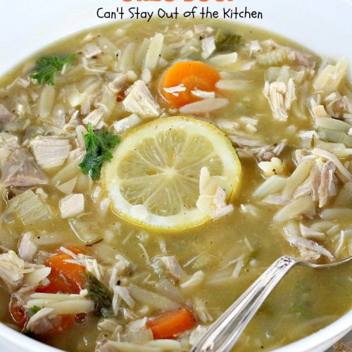 Lemon Chicken Orzo Soup | Can't Stay Out of the Kitchen | this heavenly recipe is #chicken #soup for the soul! It's a wonderful dinner entree now that fall is officially here! #lemon #orzo #pasta