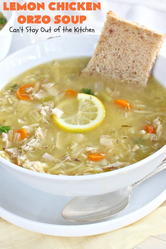 Lemon Chicken Orzo Soup | Can't Stay Out of the Kitchen | this heavenly recipe is #chicken #soup for the soul! It's a wonderful dinner entree now that fall is officially here! #lemon #orzo #pasta
