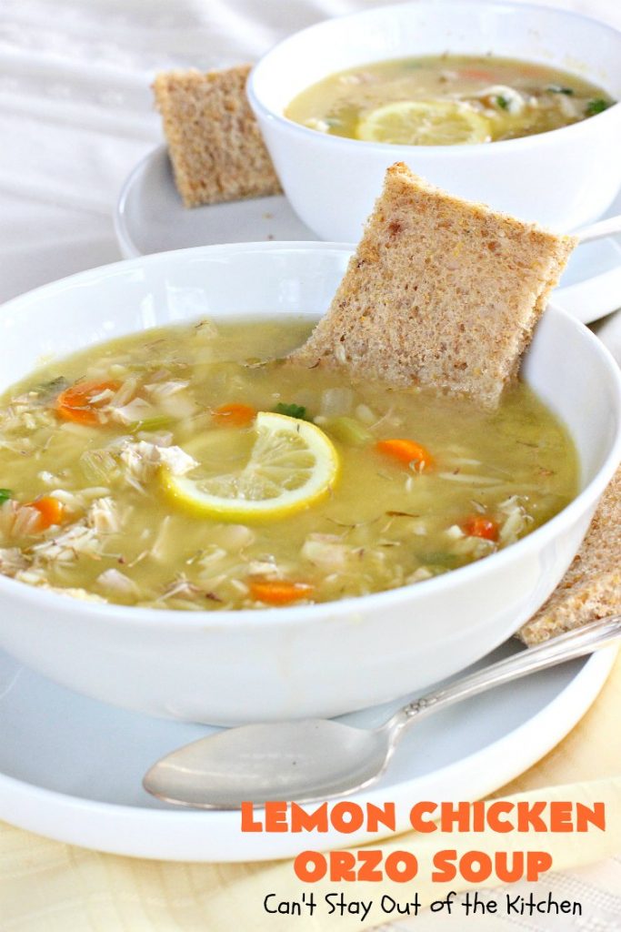 Lemon Chicken Orzo Soup | Can't Stay Out of the Kitchen | this heavenly recipe is #chicken #soup for the soul! It's a wonderful dinner entree now that fall is officially here! #lemon #orzo #pasta