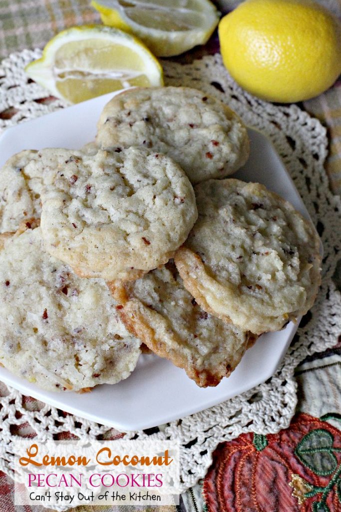 Lemon Coconut Pecan Cookies | Can't Stay Out of the Kitchen | these lovely sugar #cookies are filled with #lemon zest, #coconut & #pecans. Great for #holidays or #tailgating. #dessert