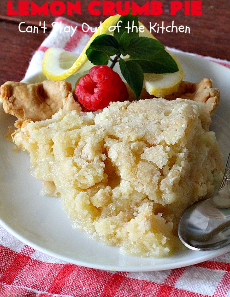 Lemon Crumb Pie | Can't Stay Out of the Kitchen | these #LemonPies are magnificent! This #GooseberryPatch #recipe is so delightful we made 2 batches (4 pies total). Great #dessert for #company or #holidays. #pie #LemonCrumbPie #HolidayDessert #LemonDessert #ValentinesDay