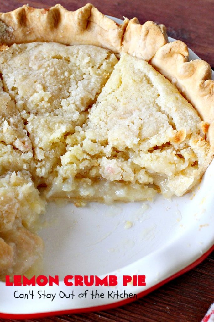 Lemon Crumb Pie | Can't Stay Out of the Kitchen | these #LemonPies are magnificent! This #GooseberryPatch #recipe is so delightful we made 2 batches (4 pies total). Great #dessert for #company or #holidays. #pie #LemonCrumbPie #HolidayDessert #LemonDessert #ValentinesDay