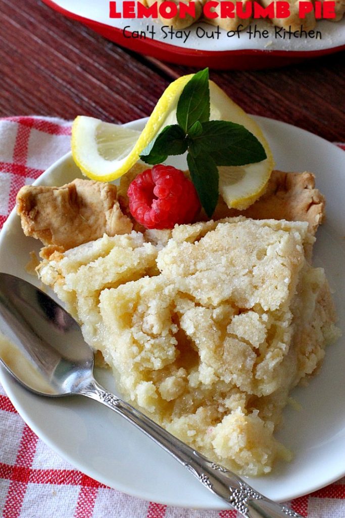 Lemon Crumb Pie | Can't Stay Out of the Kitchen | these #LemonPies are magnificent! This #GooseberryPatch #recipe is so delightful we made 2 batches (4 pies total). Great #dessert for #company or #holidays. #pie #LemonCrumbPie #HolidayDessert #LemonDessert #ValentinesDay