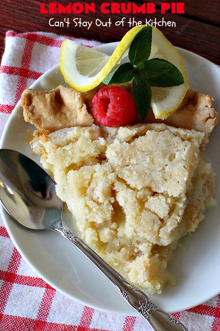 Lemon Crumb Pie | Can't Stay Out of the Kitchen | these #LemonPies are magnificent! This #GooseberryPatch #recipe is so delightful we made 2 batches (4 pies total). Great #dessert for #company or #holidays. #pie #LemonCrumbPie #HolidayDessert #LemonDessert #ValentinesDay